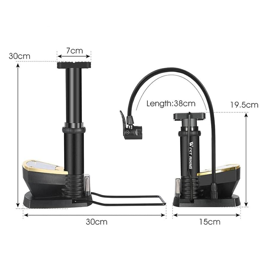 Portable Tyre Floor Pump with Pressure Gauge