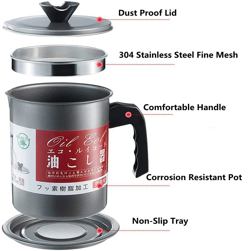Stainless Steel Oil Filter Pot - 1.4 Litre