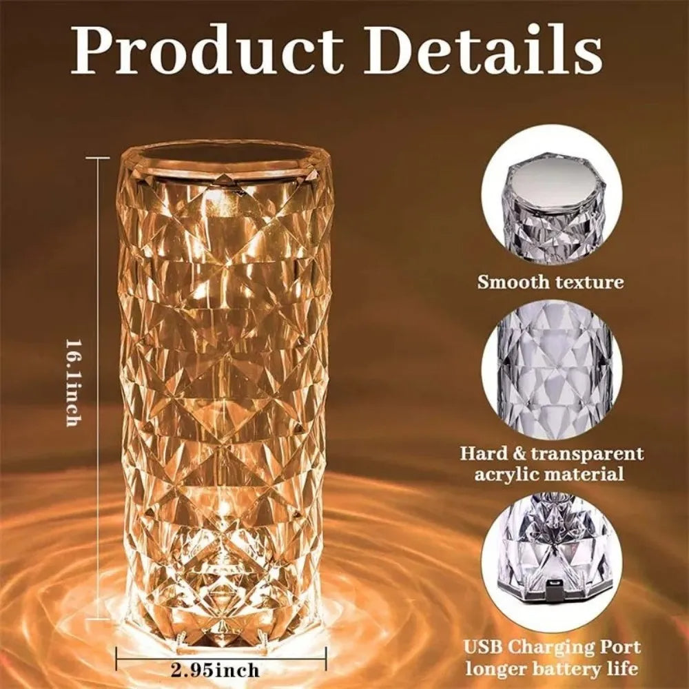 Crystal Table LED Lamp - 16 Colors