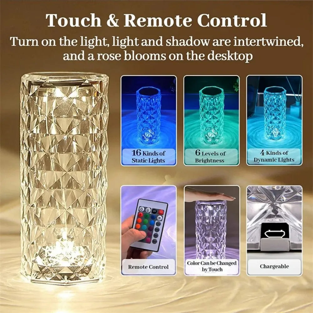 Crystal Table LED Lamp - 16 Colors
