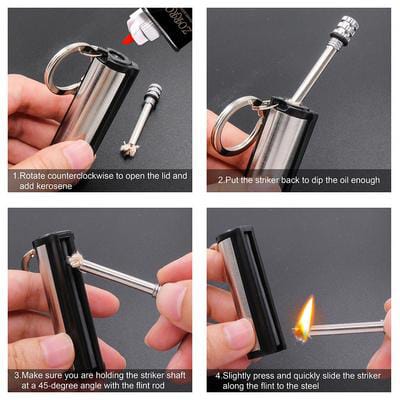 Fire Starter Flint Match Lighter Keychain