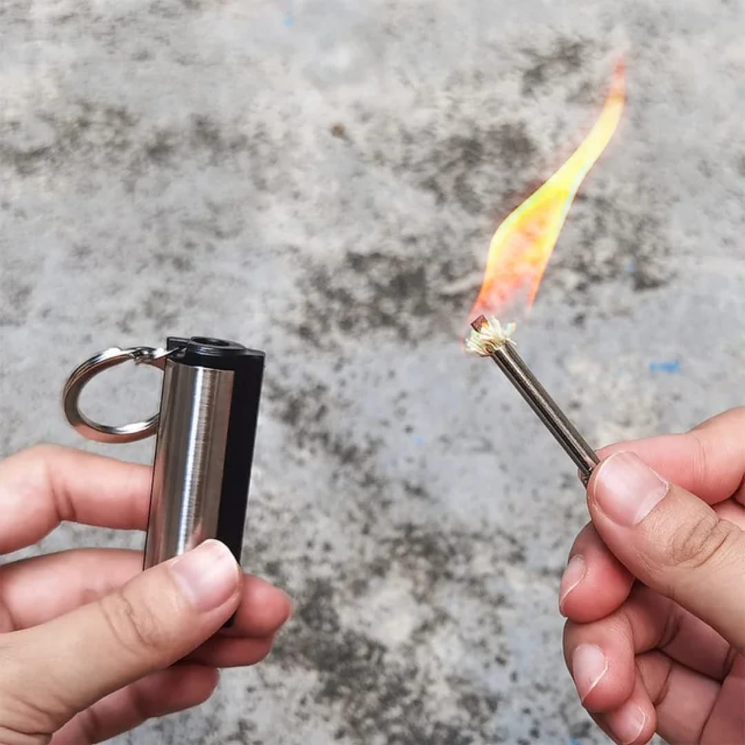 Fire Starter Flint Match Lighter Keychain