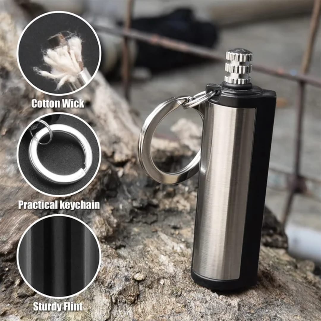 Fire Starter Flint Match Lighter Keychain